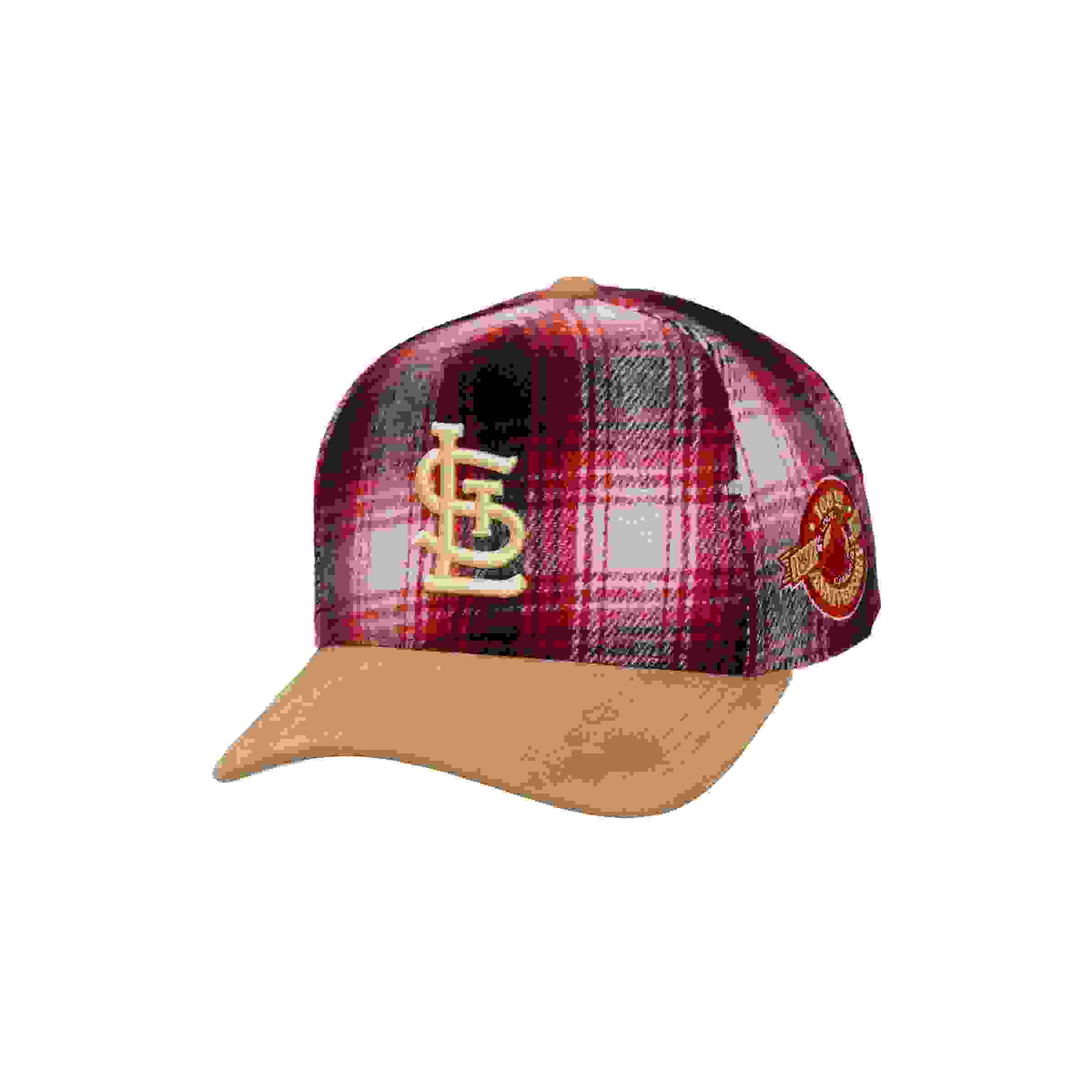Mitchell & Ness St. Louis Cardinals Plaid Red Snapback Hat